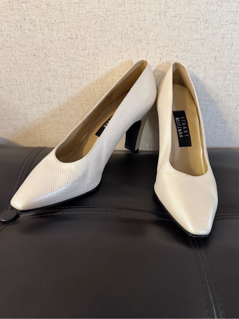 Stuart Weitzman Ivory Pointed-Toe Pumps